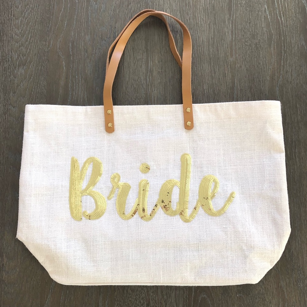 Bride sequin and canvas tote bag by mudpie